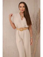 Kombinéza s ozdobným pásom béžová Kombinéza s ozdobným pásom béžová