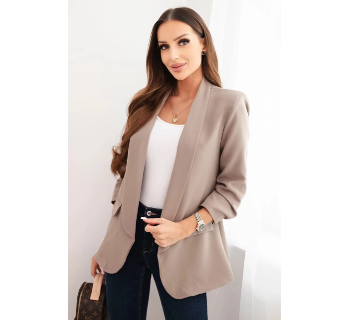 Dámská sako bez zapínání s podšívkou S/M fango Dámská sako bez zapínání s podšívkou S/M fango