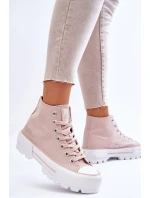 Wysokie Materiałowe Trampki Na Platformie Big Star LL274157 Nude
