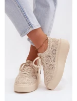 Spletané dámské tenisky na platformě Béžové Evalora Spletané dámské tenisky na platformě Béžové Evalora