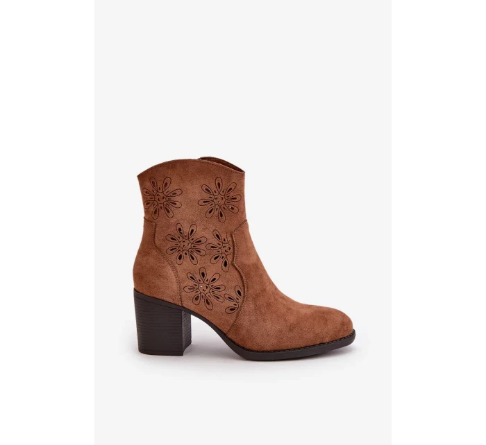 Členková obuv s čipkovaným zvrškom na podpätku, vyrobená z eko semišu, hnedá Nevishiia Členková obuv s čipkovaným zvrškom na podpätku, vyrobená z eko semišu, hnedá Nevishiia