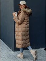 Dámsky zimný kabát LUXWARM tmavo béžový FashionStreet TY4375 Dámsky zimný kabát LUXWARM tmavo béžový FashionStreet TY4375