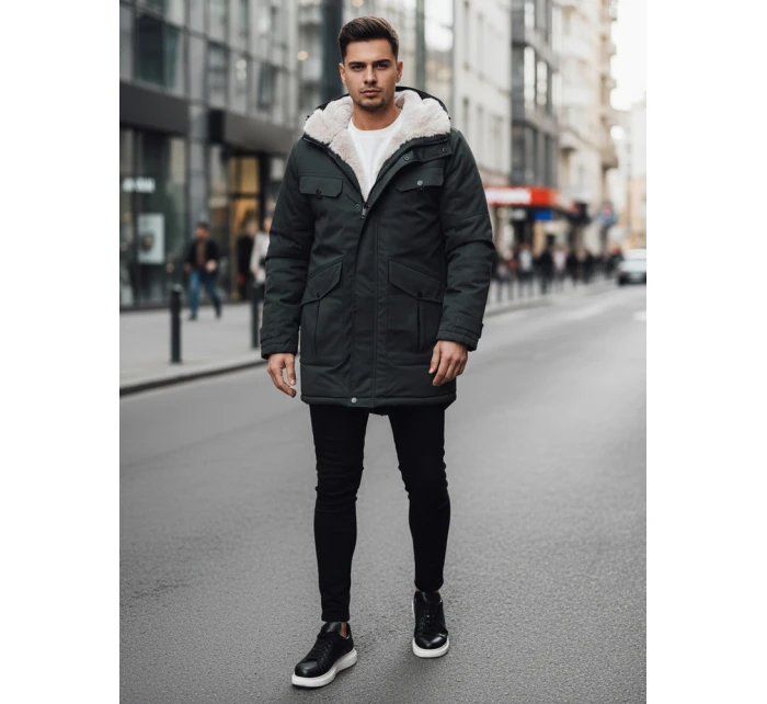Pánská zimní bunda parka s kapucí zelená Dstreet model 21995083 - FashionStreet