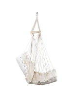 BRAZÍLSKA ZÁVESNÁ SEDACIA SEDAČKA HAMAK 100x50 cm PRÍRODNÉ S PUSHION PUSH WHITE