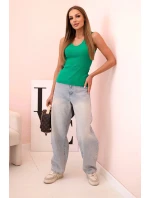 Dámsky bavlnený top na ramienka s výstrihom do V zelený Dámsky bavlnený top na ramienka s výstrihom do V zelený