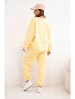 Dámsky maslový set s voľnou mikinou a nohavicami so žltou farbou LOVE