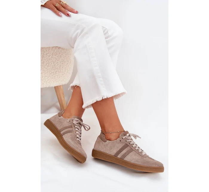 Semišové Nízké Tenisky Dámské Tmavě Béžové model 21703477 - Zazoo