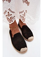 Dámske čipkované espadrilky z látky Black Candessa