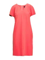 model 20966032 Šaty uvolněného střihu s výstřihem do V korálová barva - STYLOVE