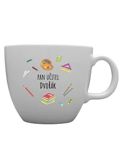 Personalizovaný keramický hrnček MEGA XXL s objemom 1 000 ml pre pani učiteľku/pána učiteľa (učebné pomôcky)