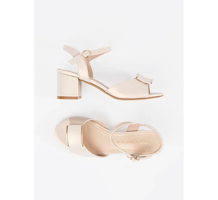 Pohodlné sandály dámské Jasnobeżowy na širokém podpatku Pohodlné sandály dámské Jasnobeżowy na širokém podpatku