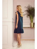 ROSITA - Dámske šaty v fľaškovo zelenej farbe s mašličkami na ramenách as volánikom 306-2 ROSITA - Dámske šaty v fľaškovo zelenej farbe s mašličkami na ramenách as volánikom 306-2