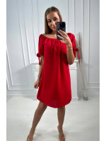 Šaty s viazaním rukávov červené
