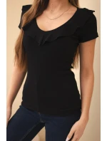 Dámská bavlněná blůza s dlouhým rukávem a lodičkovým výstřihem model 21865132 - K-Fashion Dámská bavlněná blůza s dlouhým rukávem a lodičkovým výstřihem model 21865132 - K-Fashion