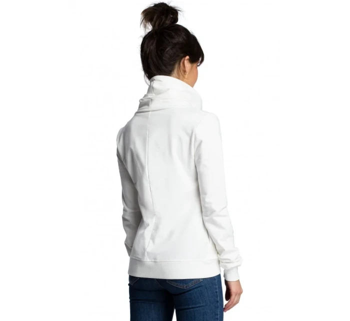 model 15097749 Mikina na zip ecru barva - BeWear