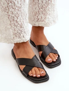 Dámske ploché papuče z ekokože S.Barski Black