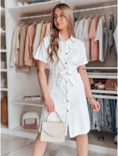 LOVE ME MIDI midi košeľové šaty biele FashionStreet EY2595