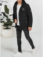 Pánska prešívaná zimná bunda s kapucňou čierna FashionStreet TX5055 Pánska prešívaná zimná bunda s kapucňou čierna FashionStreet TX5055