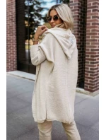 oversize svetr s kapucí a nášivkou béžový model 21382135 - numoco basic