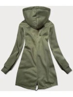 Dlouhá rozepínací dámská mikina v khaki barvě model 15819863 - LHD Dlouhá rozepínací dámská mikina v khaki barvě model 15819863 - LHD