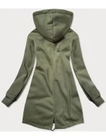 Dámska dlhá mikina na zips v khaki farbe (AMG-819)