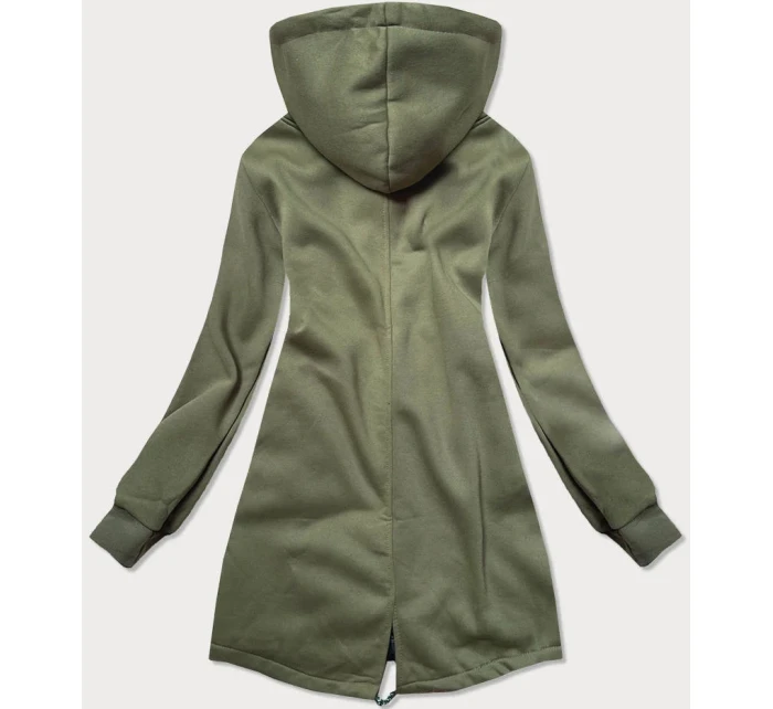 Dlouhá rozepínací dámská mikina v khaki barvě model 15819863 - LHD Dlouhá rozepínací dámská mikina v khaki barvě model 15819863 - LHD