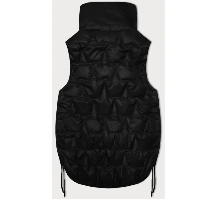 Čierna krátka dámska vesta so šnúrkou v páse S'West (B8358-1)