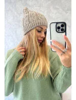 Fleecová čiapka Melisa K241 beige+grey