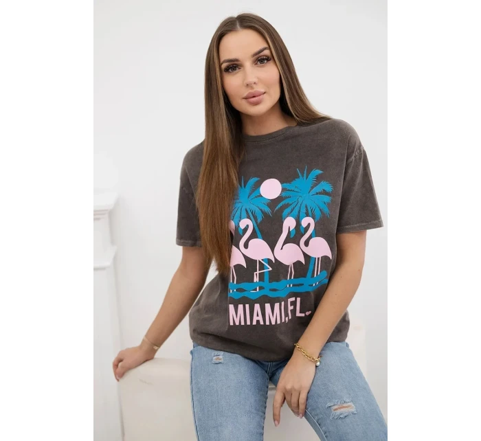 Blúzka z trenej bavlny Miami brown