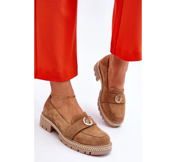 Eleganckie Zamszowe Mokasyny Ciemnobeżowe Laverne Eleganckie Zamszowe Mokasyny Ciemnobeżowe Laverne