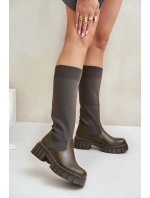 Kozačky S  Na Plochém Podpatku Světle Béžové model 21679905 - Boto