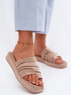 Dámské pantofle s řasením Béžové model 22111419 - EVENTO