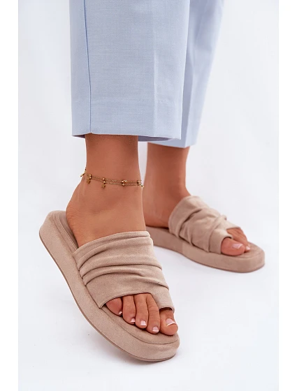 Dámské pantofle s řasením Béžové Gelmira