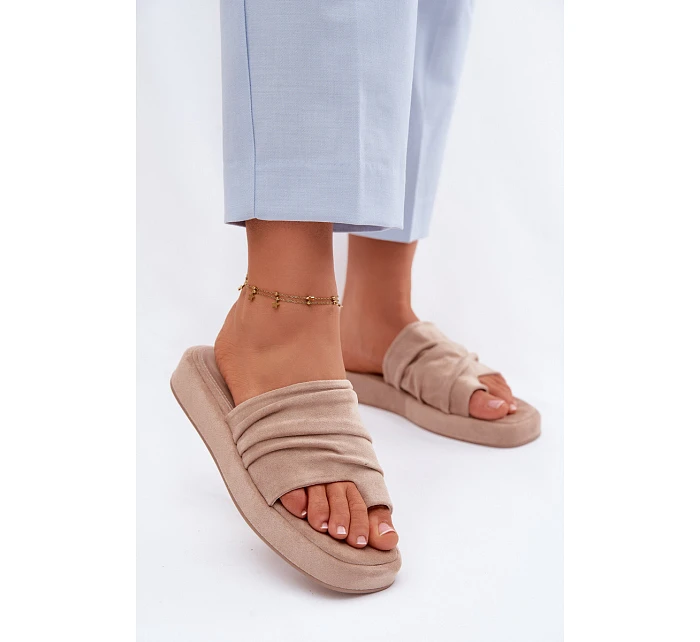 Dámské pantofle s řasením Béžové Gelmira