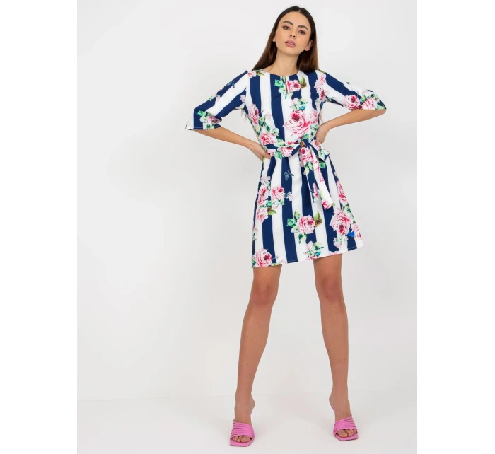 Dámske šaty LK SK 507506.84P biela a tmavo modrá - FPrice