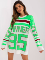 Svetlozelený oversize sveter s nápisom