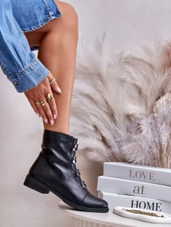 Dámske zateplené členkové topánky na zips Black Evalith