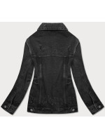 Čierna dámska džínsová bunda s pretrhnutiami (34761A)
