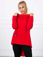 Mikina s dlhým chrbtom a kapucňou červená