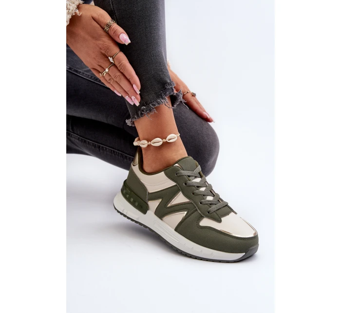 Sneakersy Damskie Z Eko Skóry Zielone Kaimans Sneakersy Damskie Z Eko Skóry Zielone Kaimans