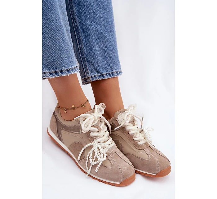 Kožené semišové dámské tenisky Big Star model 22100153 béžové - Big Star Shoes