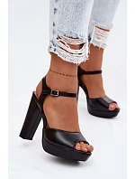 Dámské sandály na vysokém podpatku Černé model 22103026 - Boto Dámské sandály na vysokém podpatku Černé model 22103026 - Boto