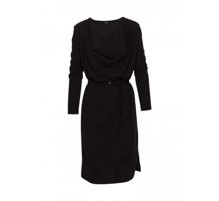 S428 Šaty s výstrihom - čierne