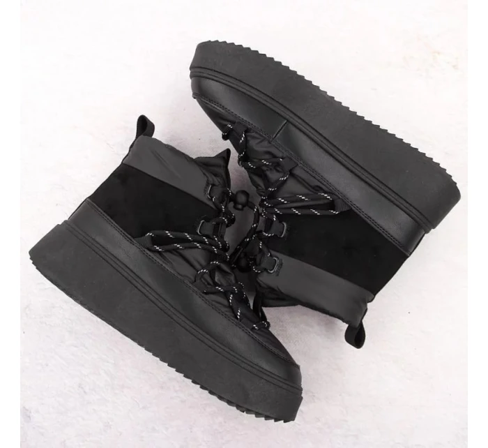 Dámske snehové topánky na pltform 24-72302BK / WOL280A Black - Potocki Dámske snehové topánky na pltform 24-72302BK / WOL280A Black - Potocki