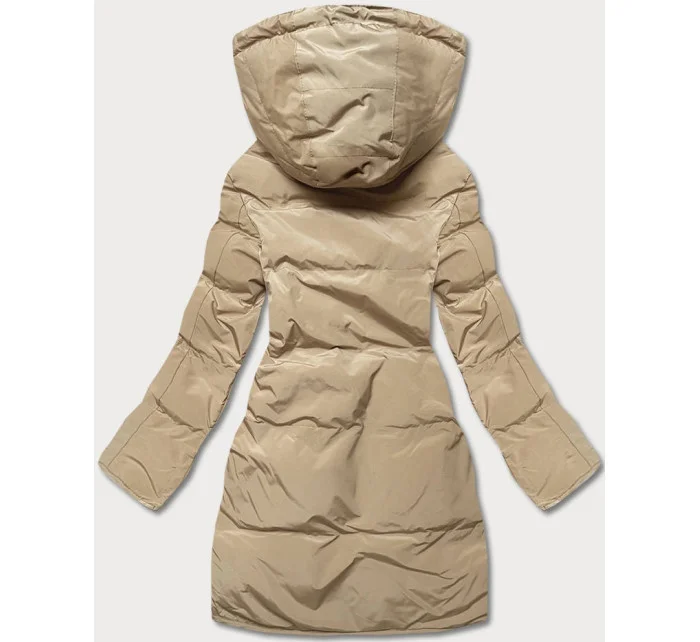 Dámska prešívaná zimná bunda v pieskovej farbe (2m-963)