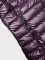 Prešívaná dámska bunda vo vínovej burgundskej farbe s kapucňou (16M9106-01)