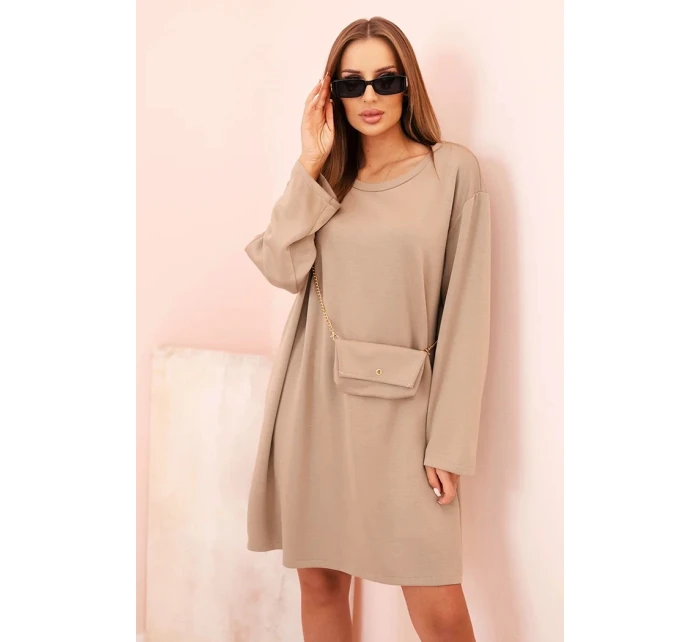 Dámská viskózová sukýnka Plus Size s model 21232413 na řetízku tmavě béžová - K-Fashion