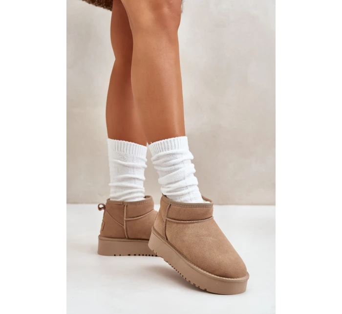 Dámské semišové sněhule na platformě béžové model 21670427 - Boto