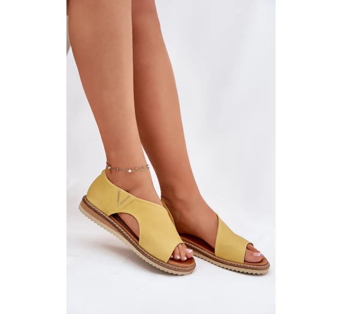 Skórzane Sandały Damskie Artiker 46C1015 Żółte