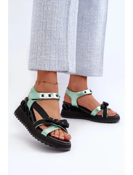 Dámske sandále s mašľou D&A zelené Dámske sandále s mašľou D&A zelené